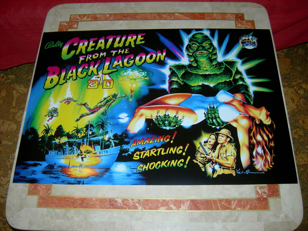 "Creature from the Black Lagoon Pinball Translite" reproduction in